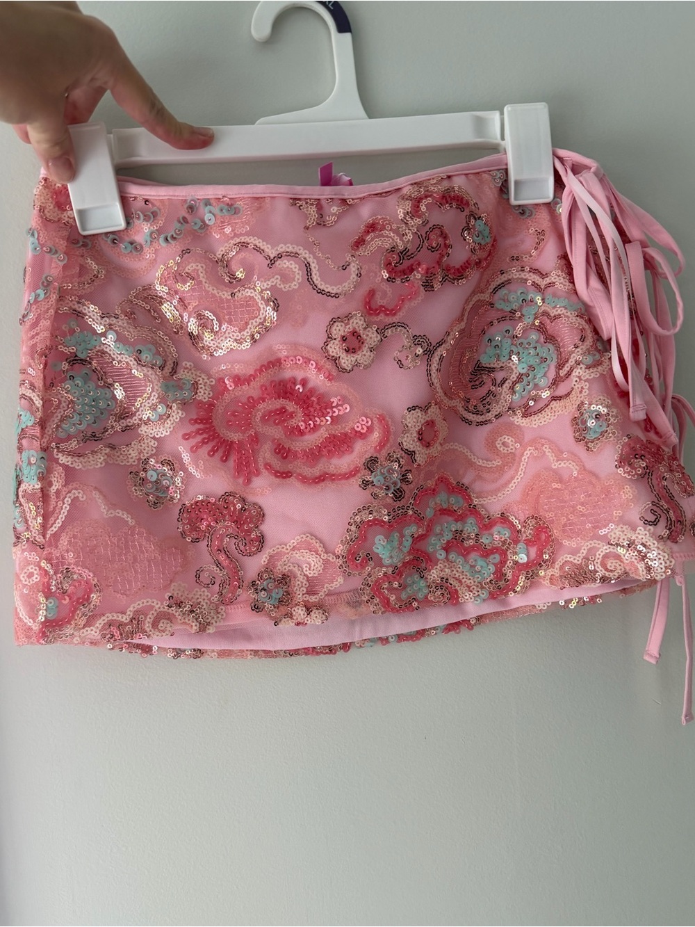 Edikted Pink Sequin Embellished Mini Skirt